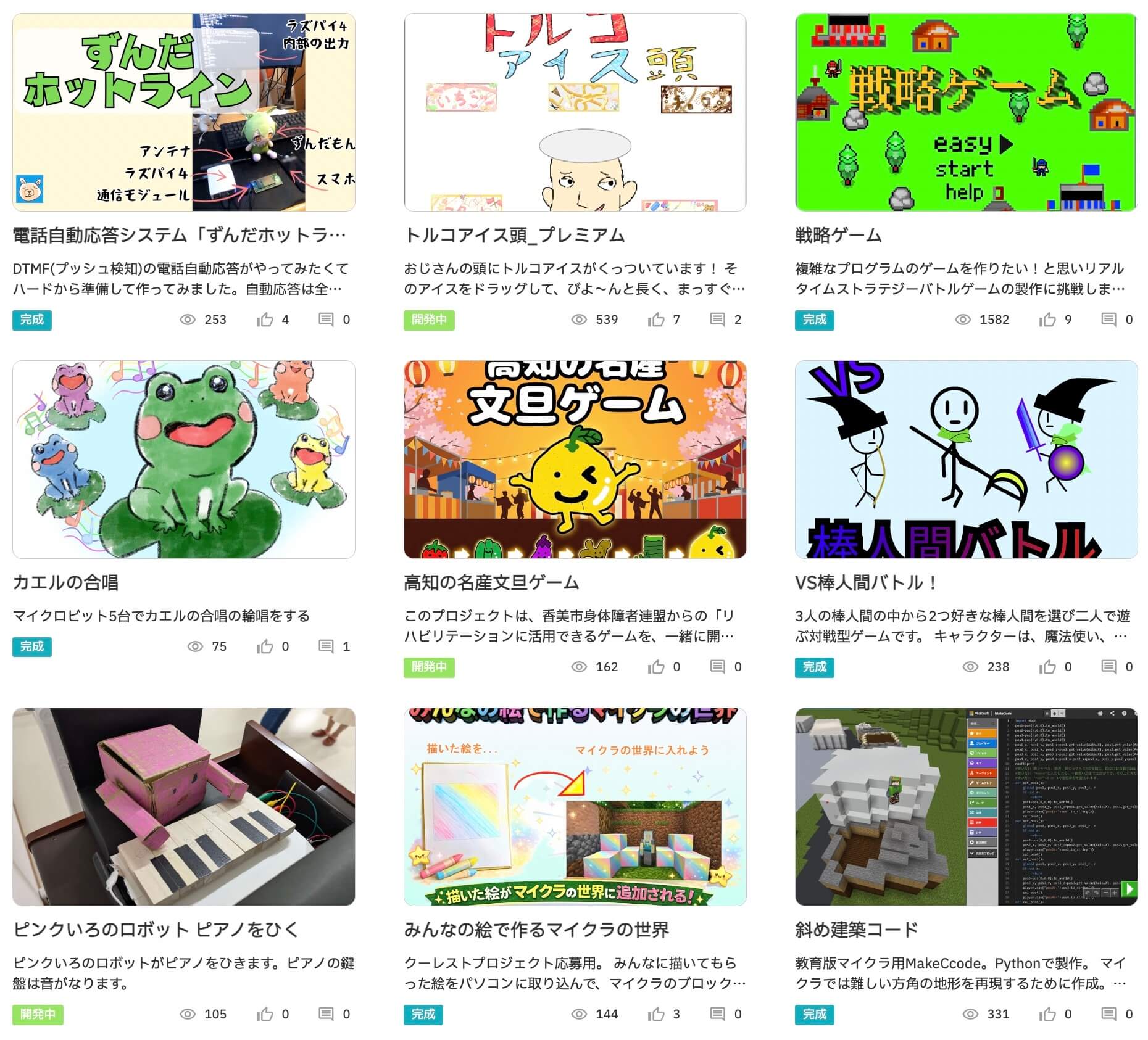 ProtoPedia でまとめられている展示作品（一部抜粋）